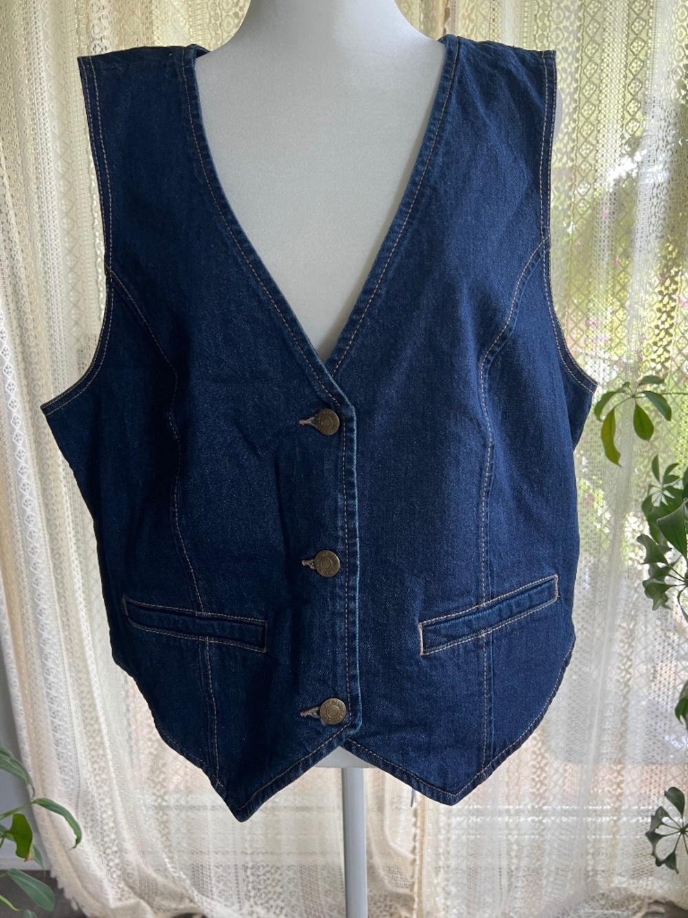 Loft dark wash denim jean vest NWOT